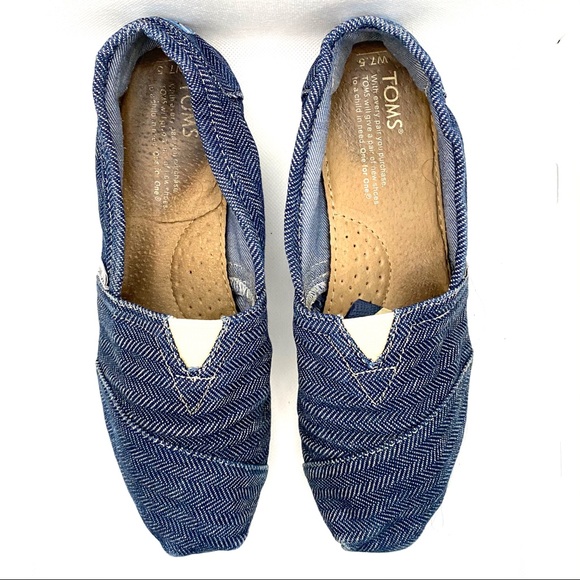 Toms Shoes - Toms Sz 7.5 blue alpargata slip on shoes